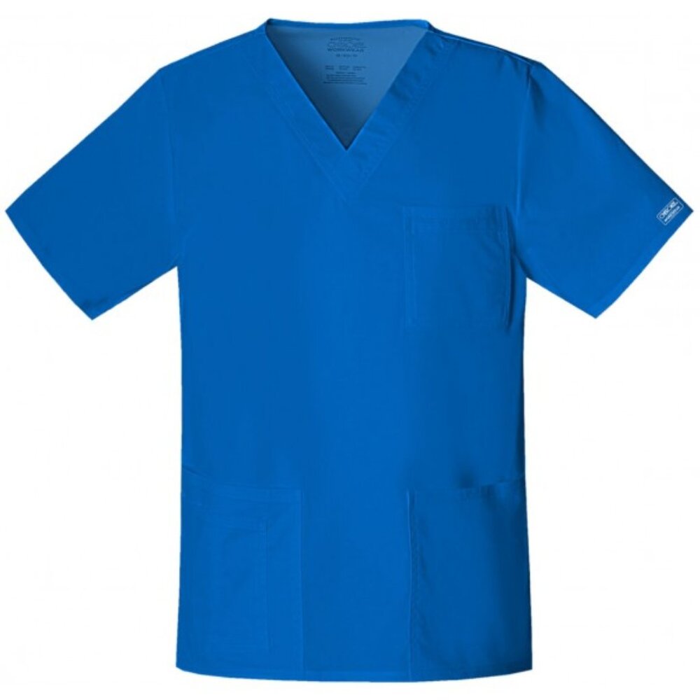 Core Stretch by Cherokee Workwear Unisex V-Neck Solid Top Royal 4725
